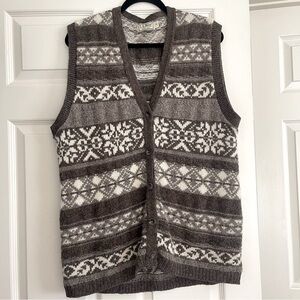 L.L. Bean Wool Fisherman Vest Vintage Knit Coastal Brow Tan Size L